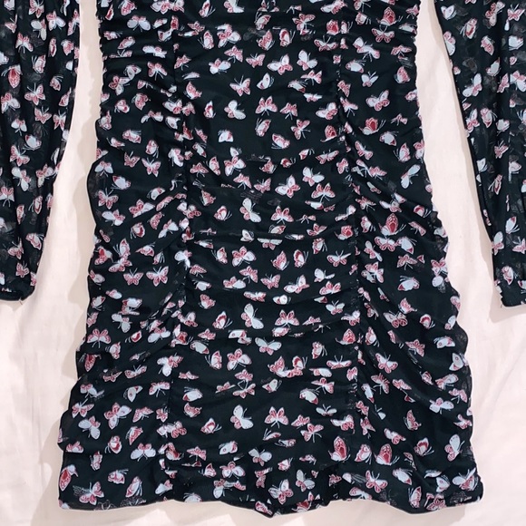 Black Bodycon Dress with Purple butterflies - Picture 2 of 2